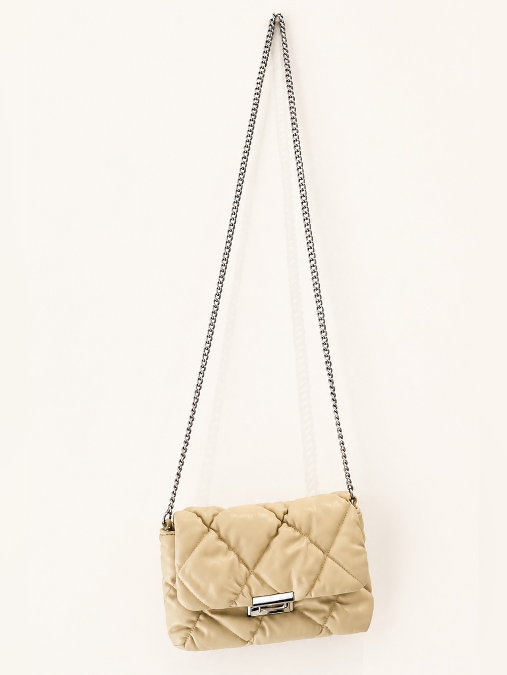 H&M Light Green Quilted Crossbody with Silver Chain